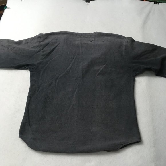 Cotton Palm V NECK 1/4 Button Front large camp paradise relax gray Vintage beach - Picture 6 of 9